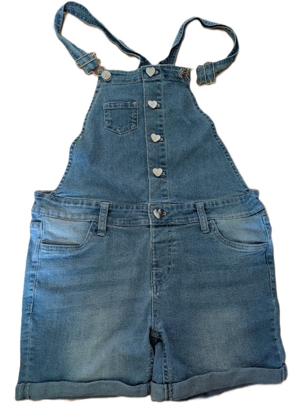 Vigoss Denim Overall Cuffed Shorts - Size L (12-14)